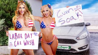 Family Strokes – Car Wash Duo Shake Tits and Score Big
