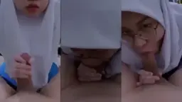 Hijab Cantik Kacamata Nyepong Kontol
